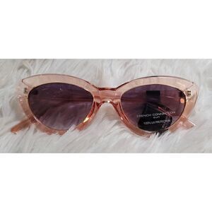 French Connection Translucent Pink/Peach Cat Eye Sunglasses, 100% Uv Uva protect
